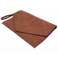 9161 -BROWN PU LEATHER CLUTCH BAG